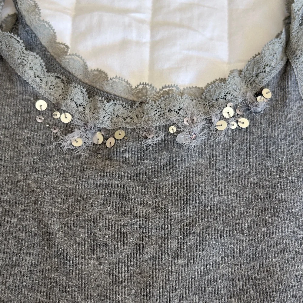 Abercrombie‎ & Fitch Charcoal Camisole with Floral Lace